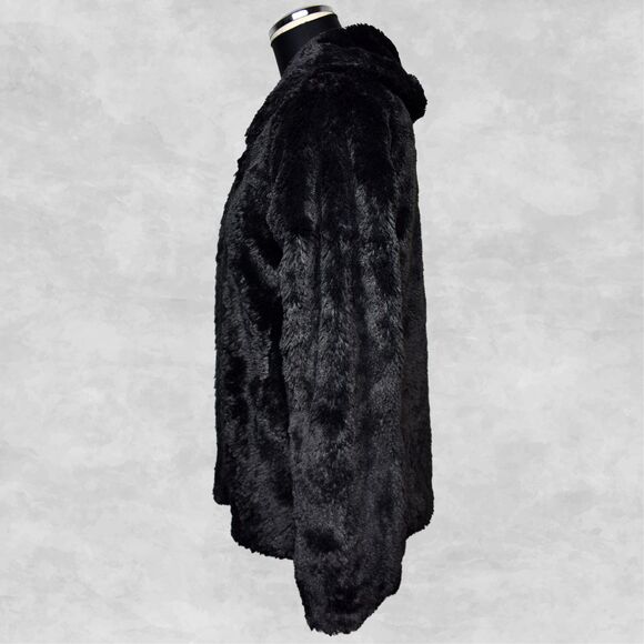 Patagonia Girls Size XL /14 Black Fuzzy Faux Fur Fleece Shawl Collar Jacket - Picture 4 of 7